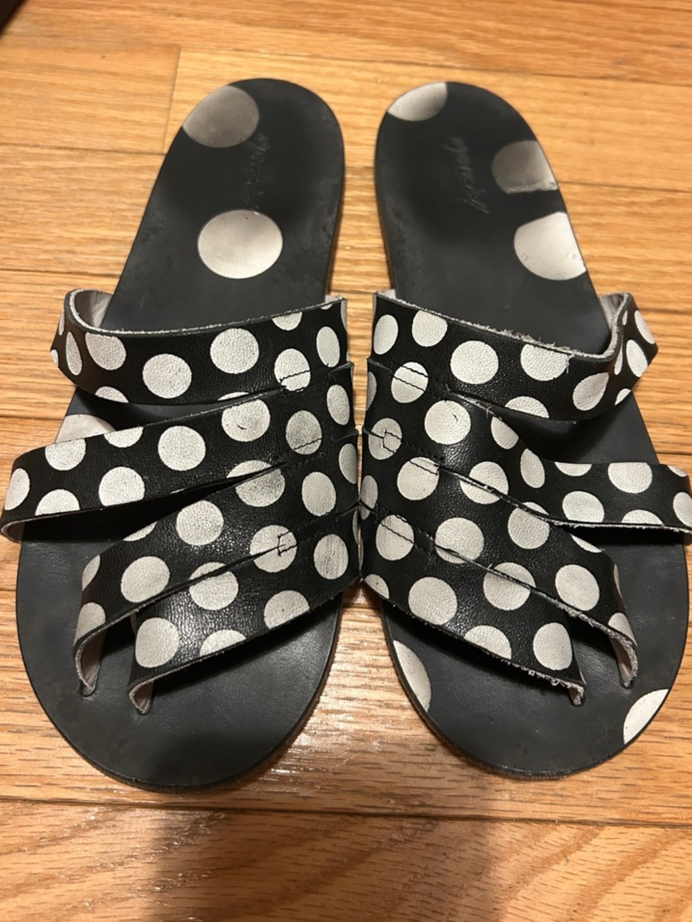 Marsell Unique Black & White Polka Dot Slide Sandals - Women's Fashion Slides